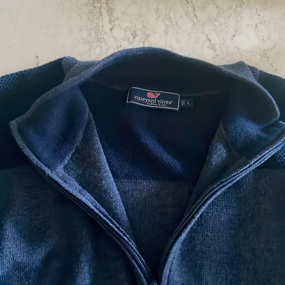 Vineyard Vines Men's Pullover Quarter Zip Sweater Navy L